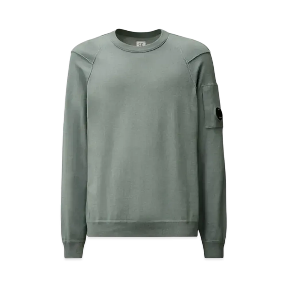 C.P. Company Sea Island Crewneck Lens Knit "Stormy Weather Blue"