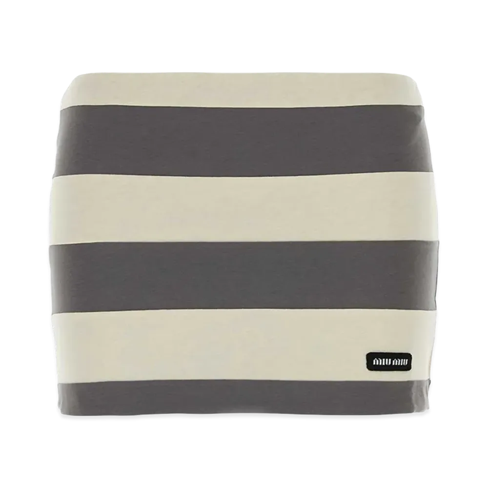 MIU MIU Women's Embroidered Cotton Mini Skirt "Stripped"