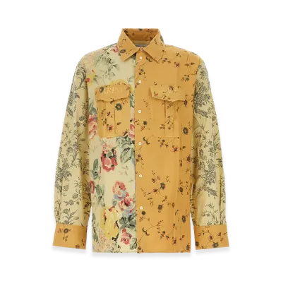 Marine Serre Upcycled Floral Linen Twin Pocket Shirt "Gravel"