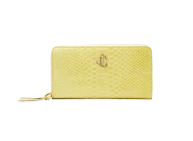 Jimmy Choo Pippa Gel Snake Printed Leather Wallet With JC Logo "Sunbleached"