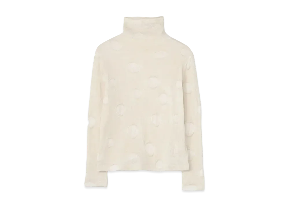 Yohji Yamamoto Y's PERFORATED DOT JACQUARD HIGH NECK T "Off White"