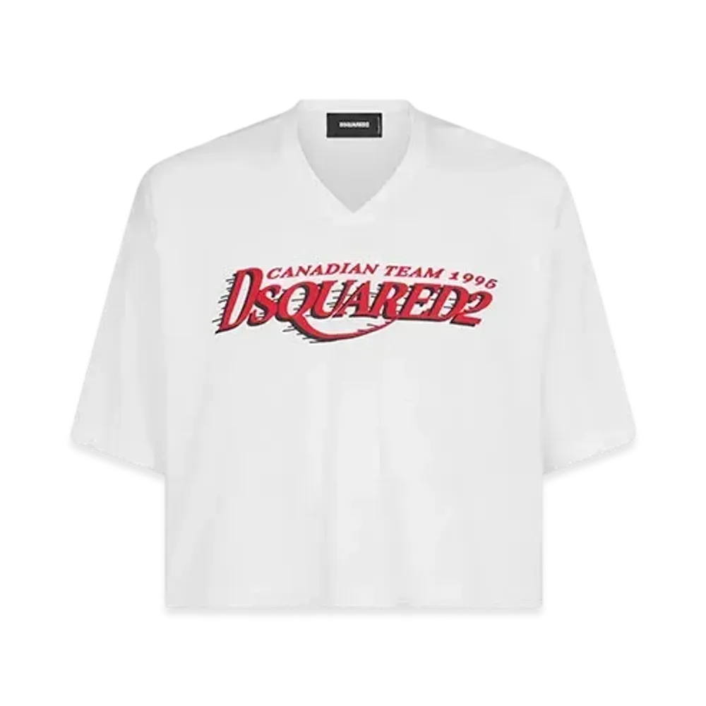 Dsquared2 Cropped Football Fit T-Shirt "White"