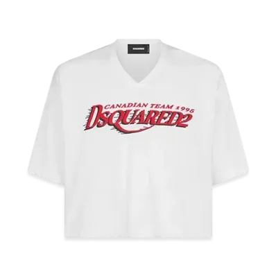 Dsquared2 Cropped Football Fit T-Shirt "White"