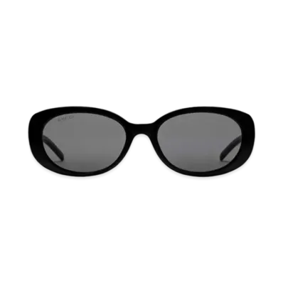 GUCCI Specialized Fit Oval Sunglasses "Shiny Black"