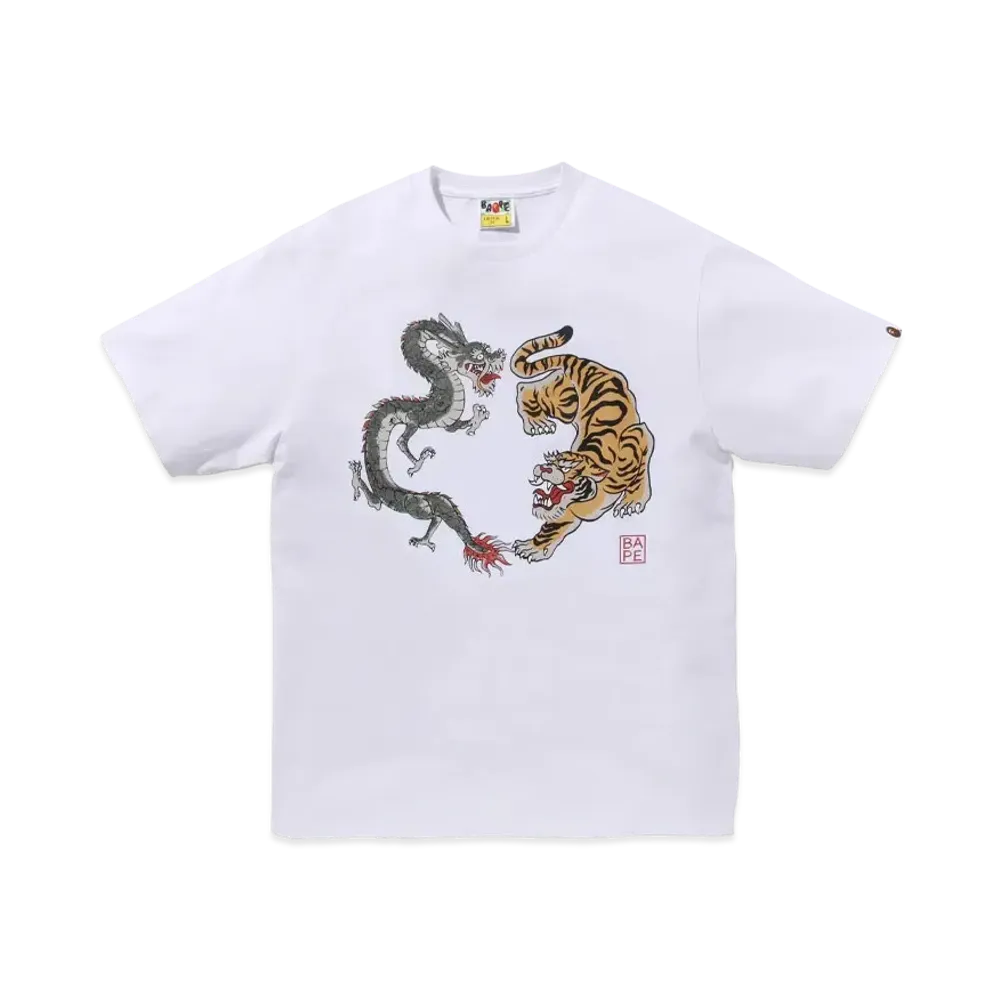 A BATHING APE Tiger And Dragon Tee "White"