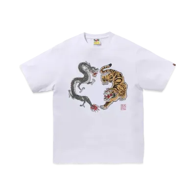 A BATHING APE Tiger And Dragon Tee "White"