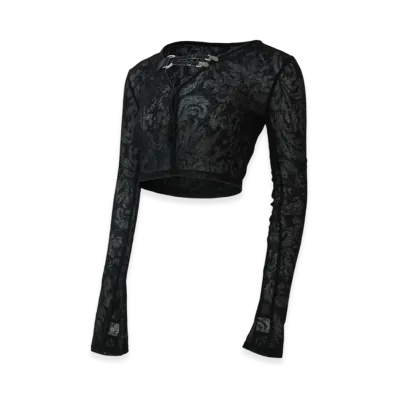 THEREDTHREAD S Clip Cardigan Cropped "Black"