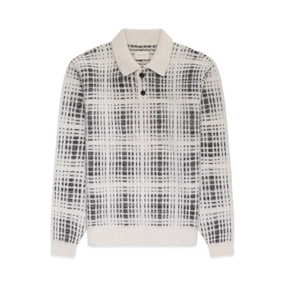 Aime Leon Dore Long-Sleeve Shadow Plaid Polo "Cream"