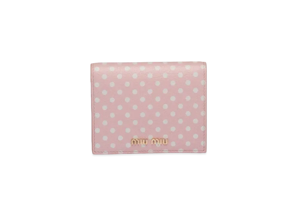 MIU MIU Print Madras Leather Wallet "Gem/White"