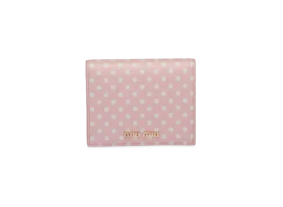 MIU MIU Print Madras Leather Wallet "Gem/White"