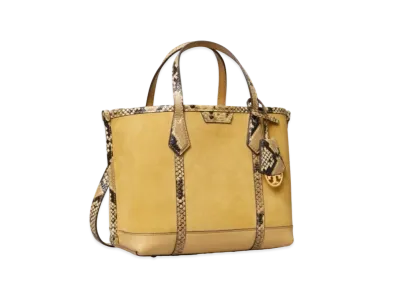Tory Burch Perry Suede Small Triple-Compartment Tote Bag "Cornbread"