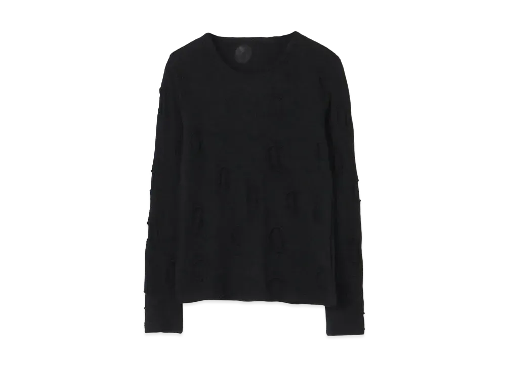 Yohji Yamamoto Y's PERFORATED DOT JACQUARD ROUND NECK T "Black"