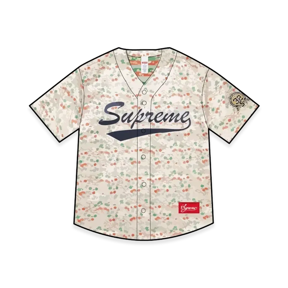 Supreme Floral Jacquard Baseball Jersey "White"