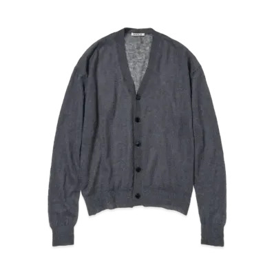 AURALEE Kid Mohair Sheer Knit Cardigan "Dark Gray"