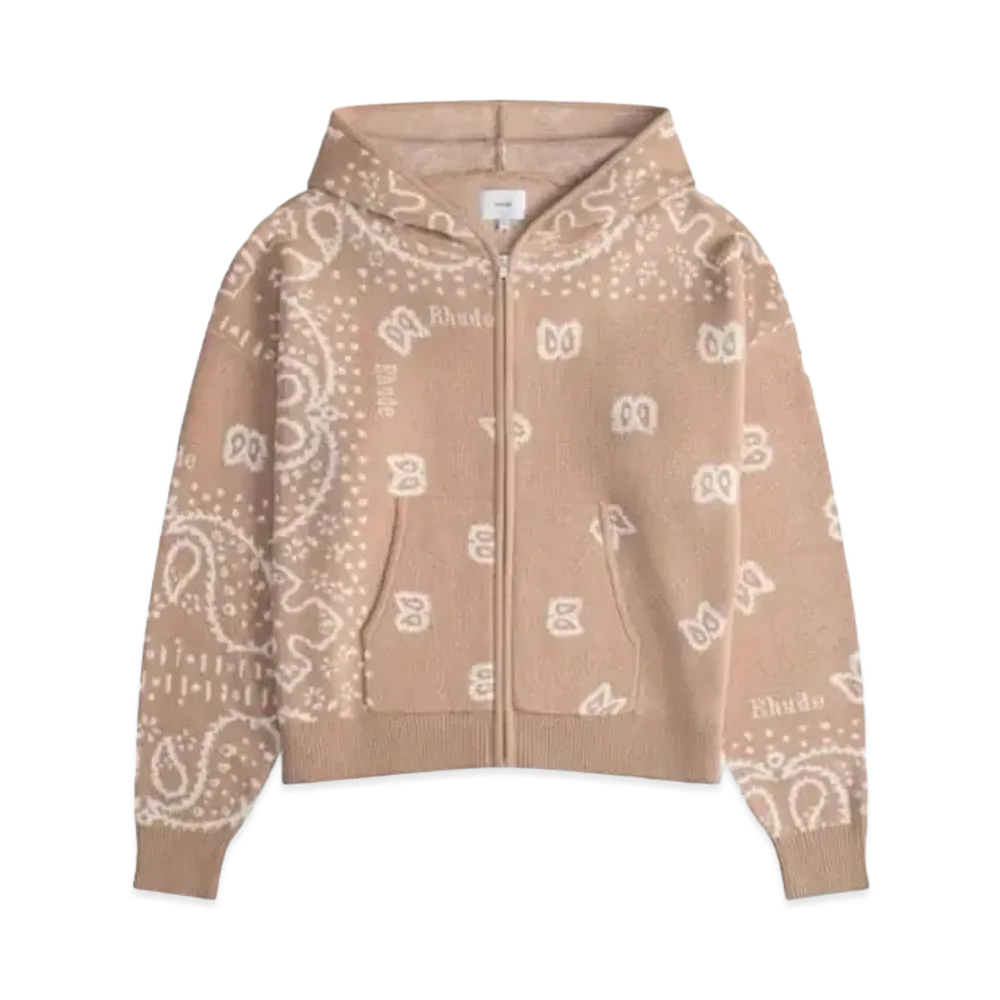 RHUDE Bandana Knit Zip-Up "Tan"