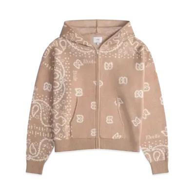 RHUDE Bandana Knit Zip-Up "Tan"