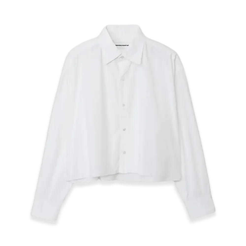 GOD ONLY KNOWS Cropped Plain Shirt "White"