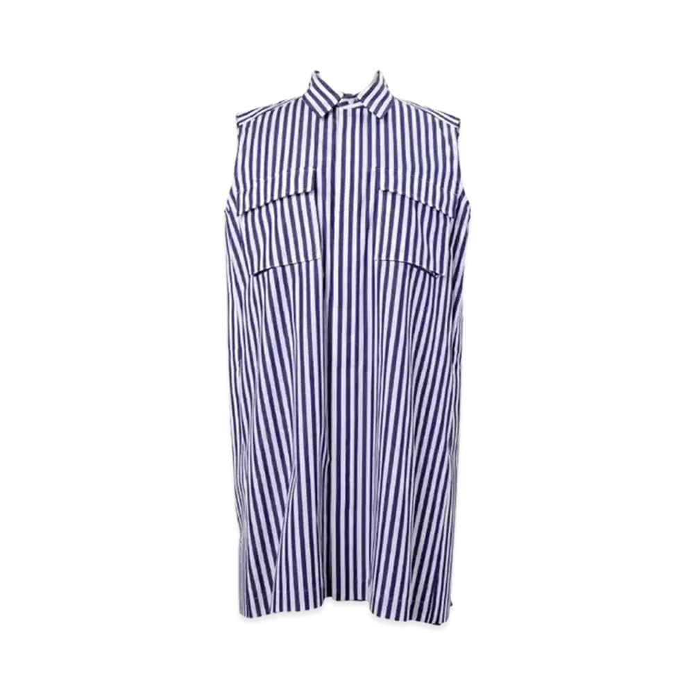 sacai Cotton Poplin Dress "Navy Stripe"