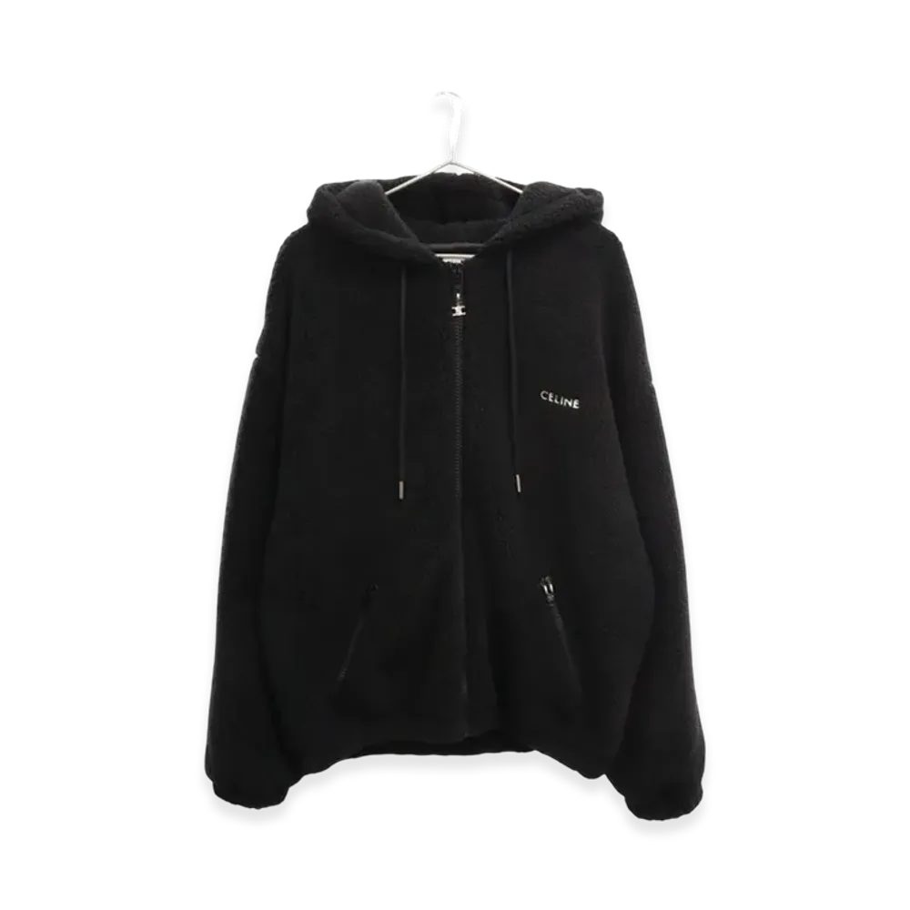 CELINE Front Logo Zip-Up Fleece Jacket "Black"