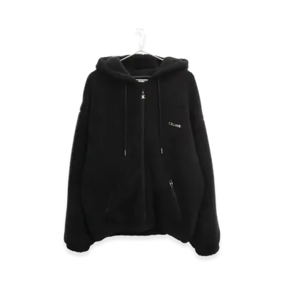 CELINE Front Logo Zip-Up Fleece Jacket "Black"
