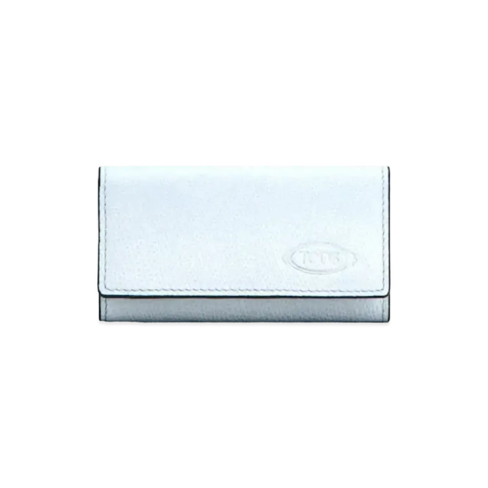 TOD'S Leather Key Holder "Light Blue/Gray"