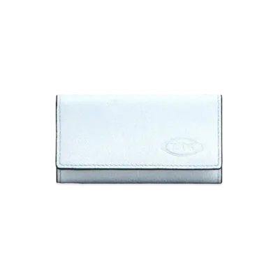 TOD'S Leather Key Holder "Light Blue/Gray"
