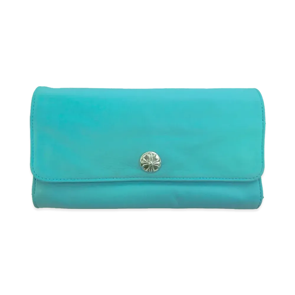 Chrome Hearts JUDY Turquoise Leather Long Wallet "Light Blue"