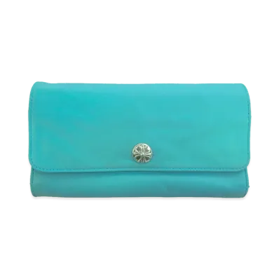 Chrome Hearts JUDY Turquoise Leather Long Wallet "Light Blue"