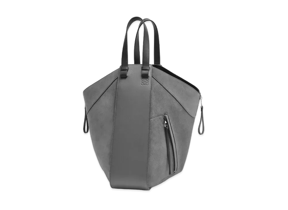 LOEWE Hammock Tote Bag In Calfskin And Suede "Anthracite"