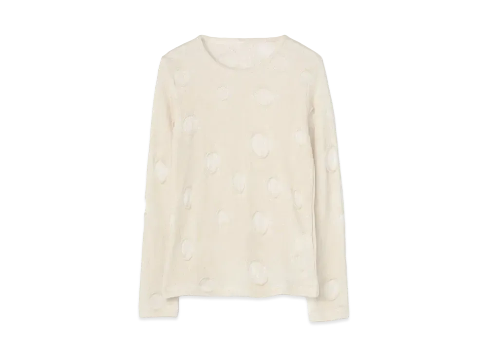 Yohji Yamamoto Y's PERFORATED DOT JACQUARD ROUND NECK T "Off White"
