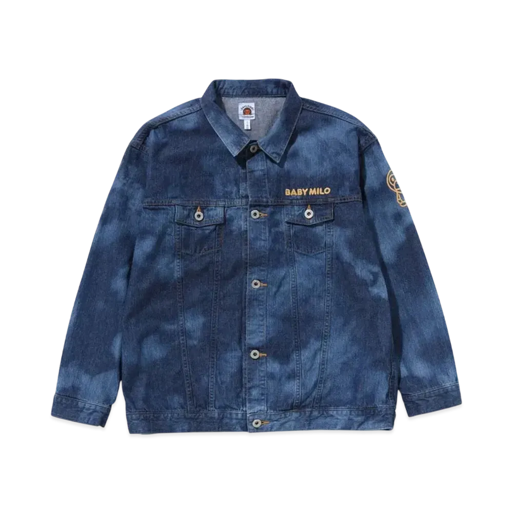 A BATHING APE Milo High Tone Bleach Loose Fit 10Oz Denim Jacket "Indigo"