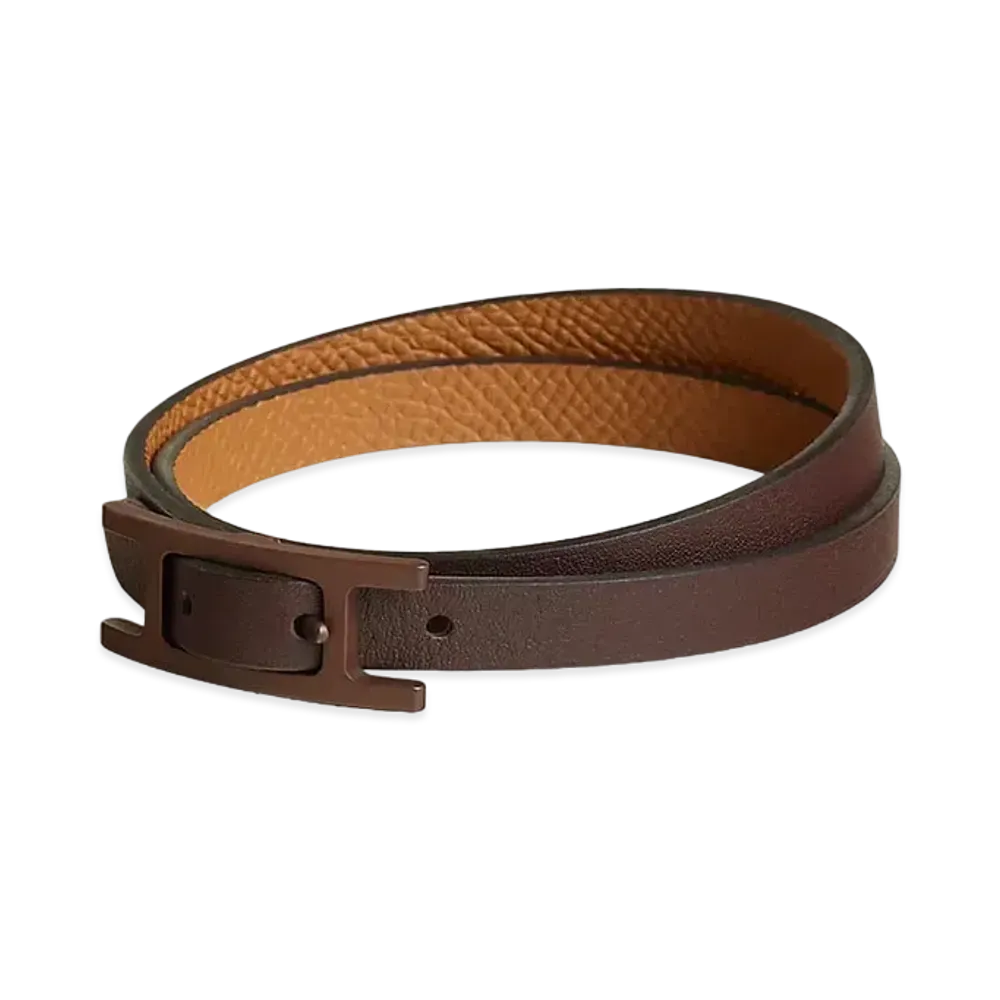 Hermes Behapi Double Tour So Brown Bracelet "Havane/Gold"