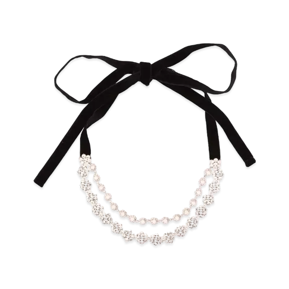 MIU MIU Crystal x Pearl Necklace "Black"
