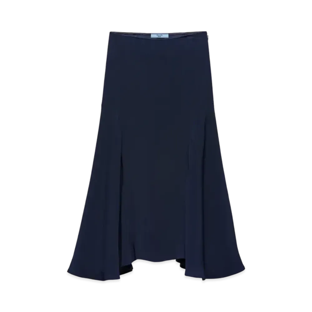 PRADA Women's Cady Crepe Midi-Skirt "Navy"