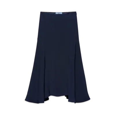 PRADA Women's Cady Crepe Midi-Skirt "Navy"