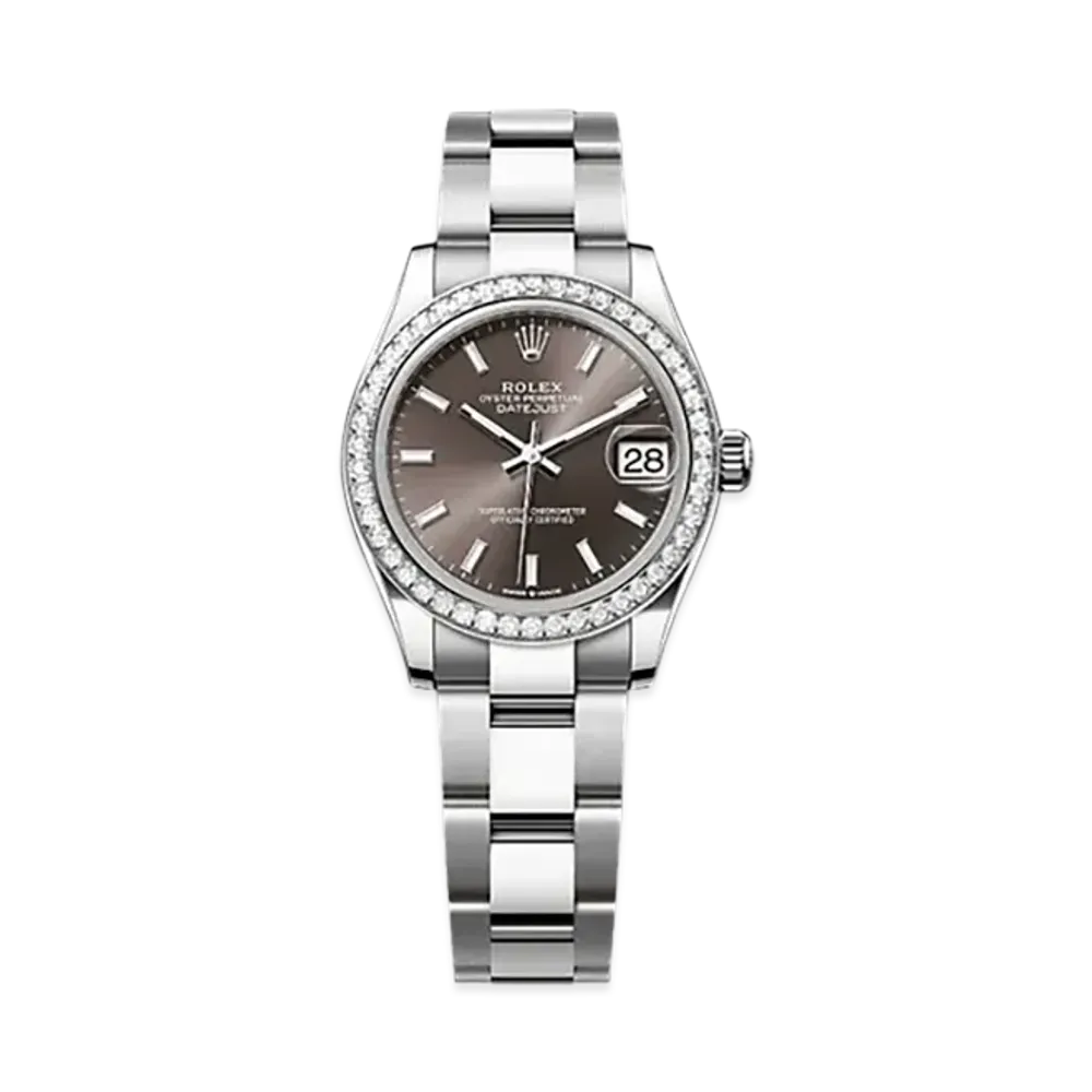 ROLEX Datejust 31 Oystersteel & White Gold Diamonds "Brown"
