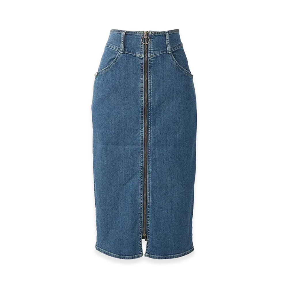HYSTERIC GLAMOUR Women's Hysteric Glamour Front Zip Tight Denim Skirt "Light Indigo Blue"