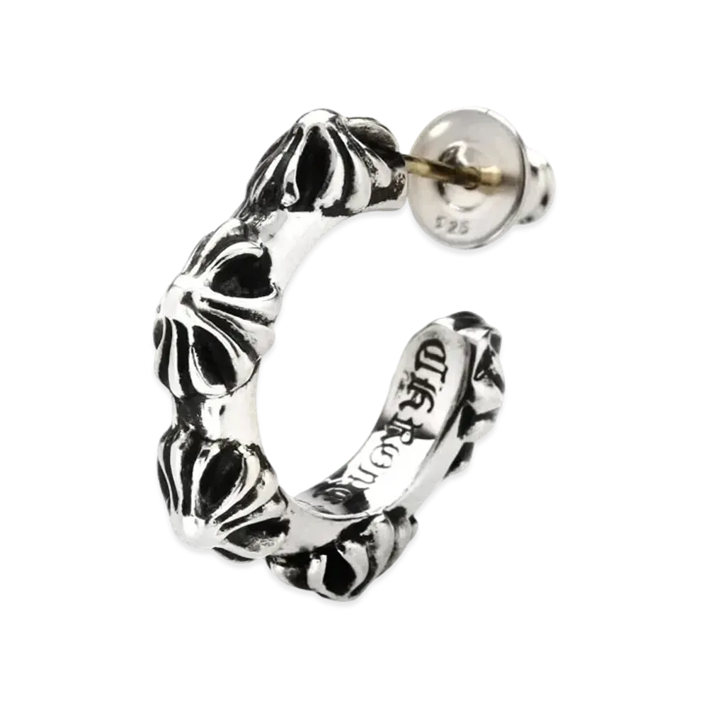 Chrome Hearts Cross Band Hoop Earrings Small "Silver"