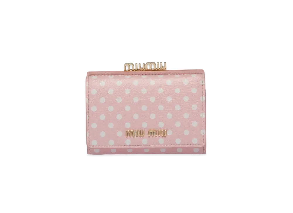 MIU MIU Print Madras Leather Wallet "Gem/White"