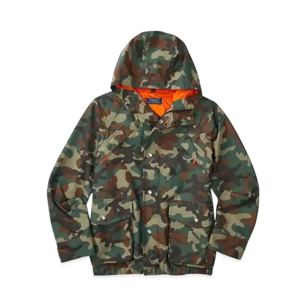 Polo Ralph Lauren Kids Camo Faille Hooded Jacket "Navy"