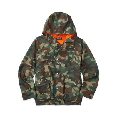 Polo Ralph Lauren Kids Camo Faille Hooded Jacket "Navy"