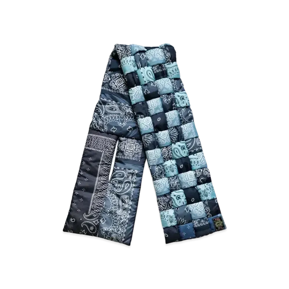 KAPITAL Bandanna Transcription Nylon Weaving Muffler "Navy"
