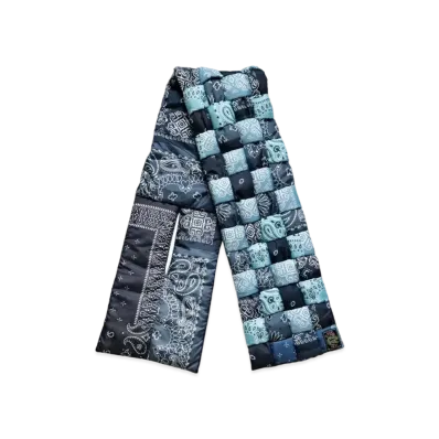 KAPITAL Bandanna Transcription Nylon Weaving Muffler "Navy"