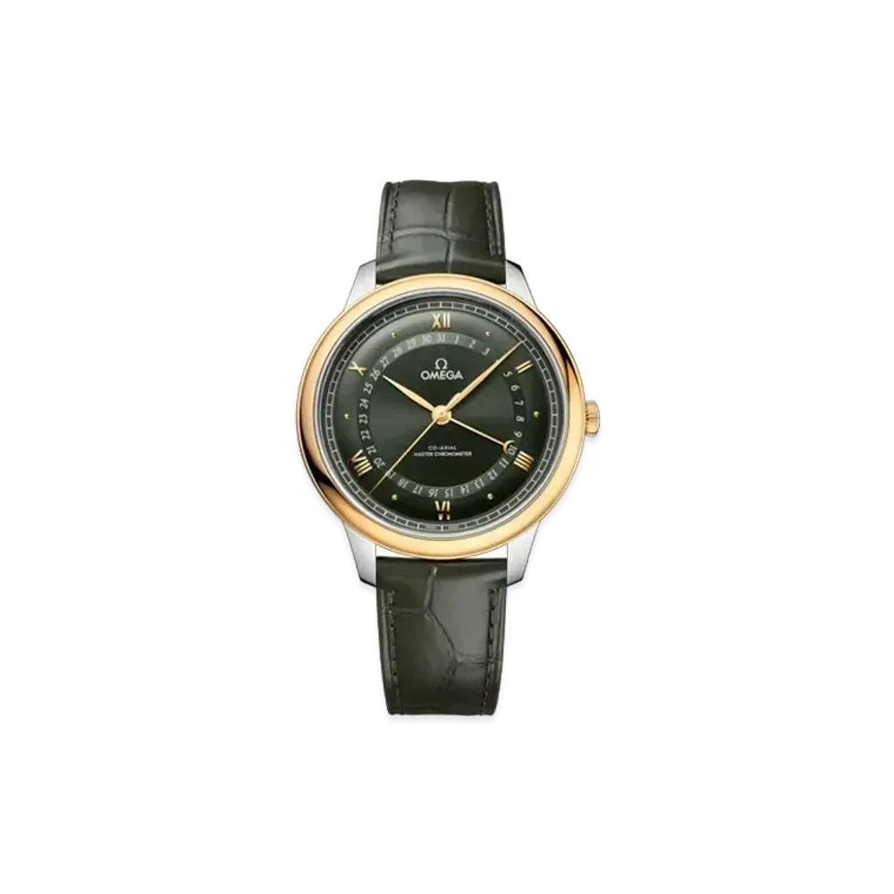 OMEGA De Ville Prestige Co-Axial Master Chronometer Alligator Leather Strap 42MM "Yellow Gold/Green" 434.23.42.22.10.001