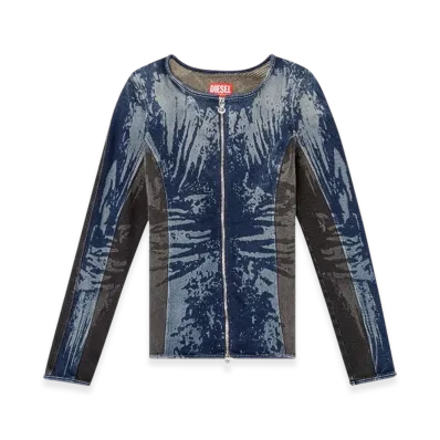 Diesel De-Gary-S Zipped Top In Bicolor Denim "Dark Blue"