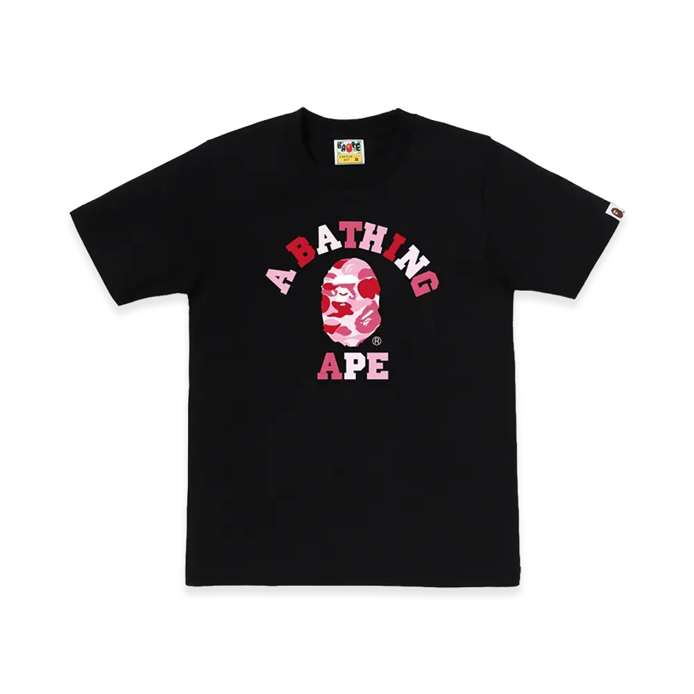 A BATHING APE Women's ABC Camo College Tee "Black/Pink"