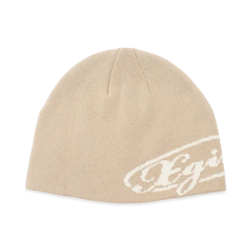 X-Girl Women's Diagonal Oval Logo Jacquard Beanie "Beige"