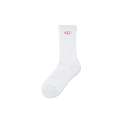 X-Girl Women's Script Logo One Point Socks "White"