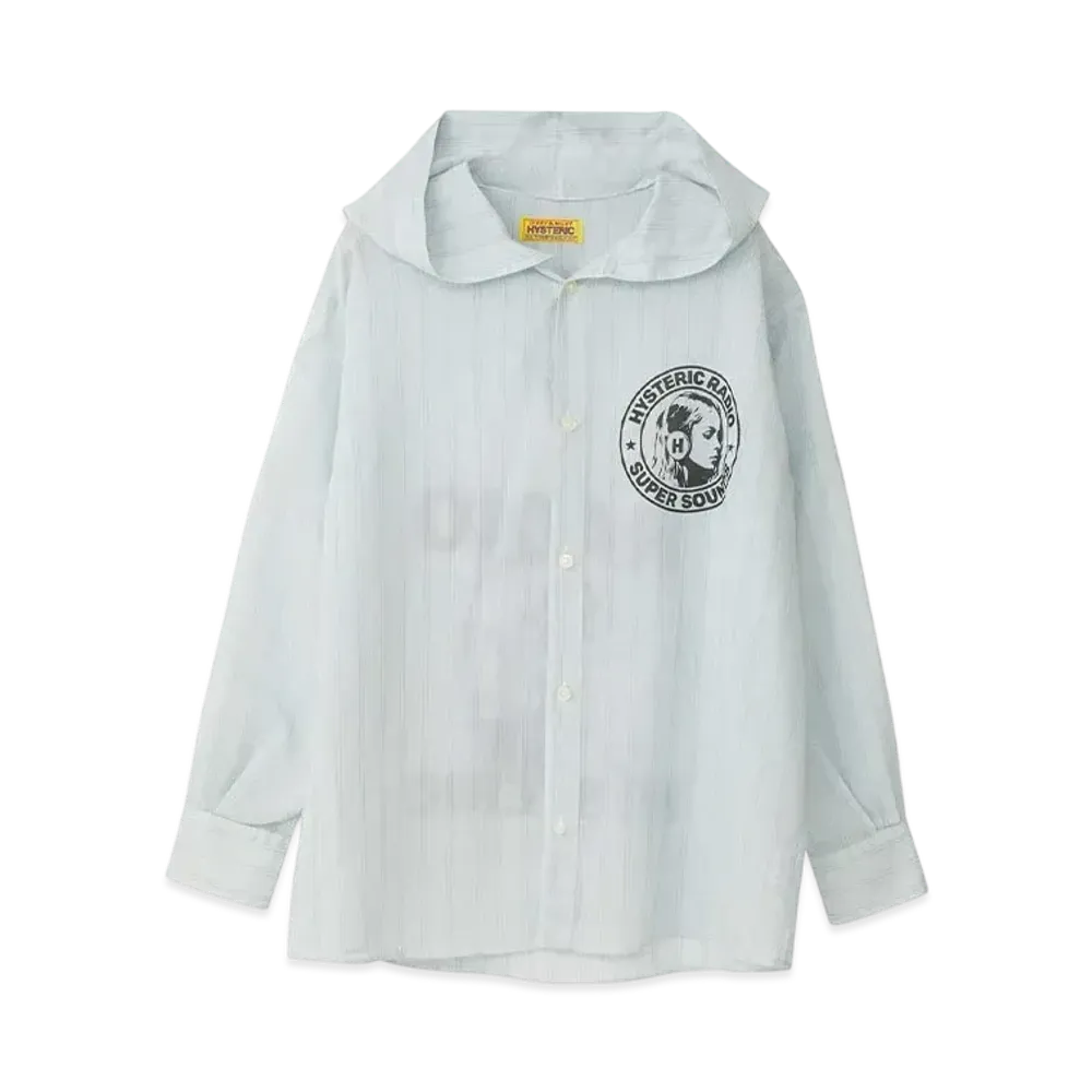 HYSTERIC GLAMOUR Hysteric Radio Hooded Shirt "Blue"