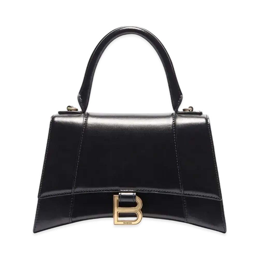 BALENCIAGA Women's Hourglass Small Top Handle Bag "Black"